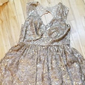 Decode 1.8 Gold Sequin Dress Size 14